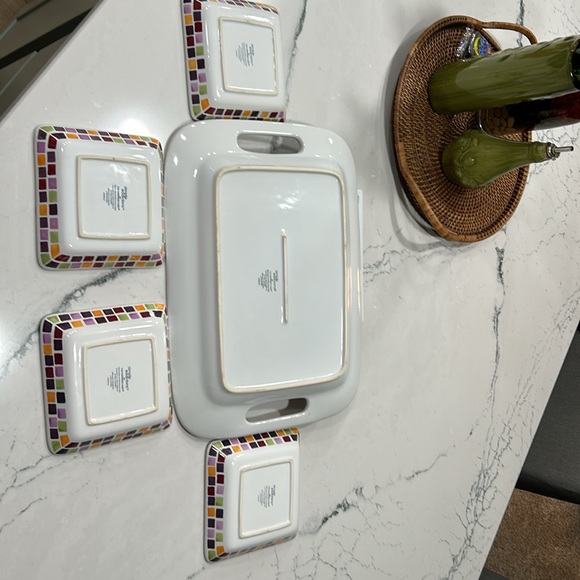 Pampered Chef “Simple Additions” Serving Tray/Platter + 4 Matching Plates - Picture 4 of 8